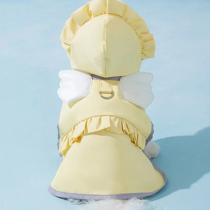 Pet Dog Angel Raincoat Summer Rain Waterproof Dog Clothes Small Dogs Out Cape Style Poncho Supplies Dog Accessories Pet Clothes