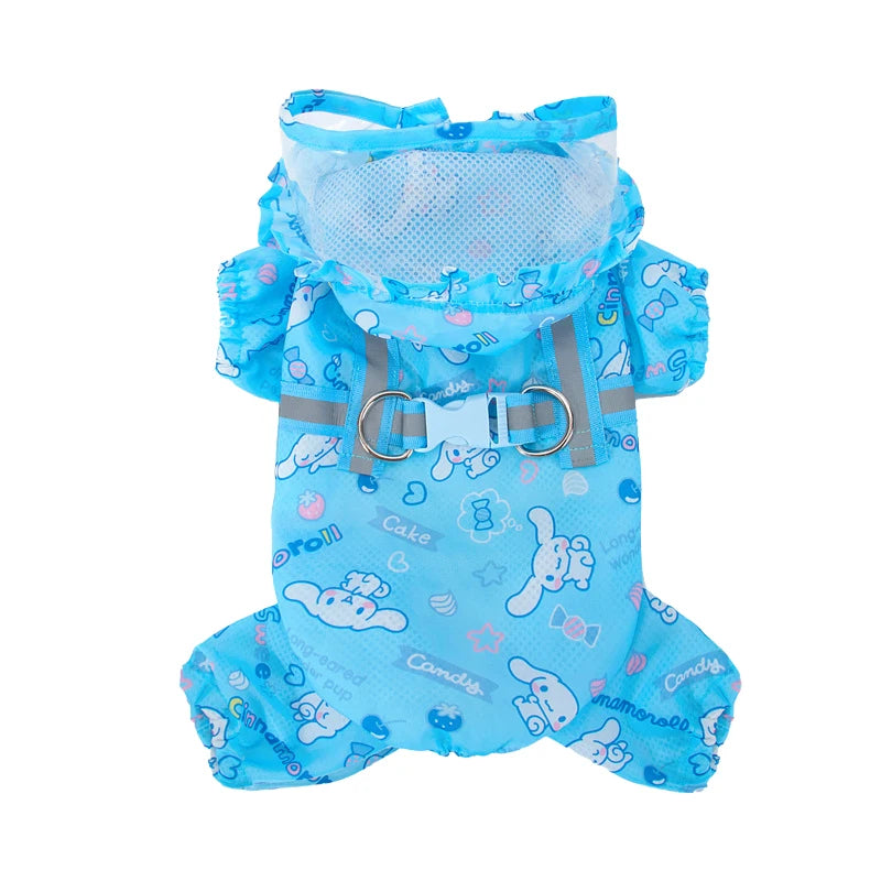 Cinnamoroll Pet Raincoat Waterproof Hood Rain Jacket for Dogs of all Sizes - Keep Your Pup Dry and Stylish