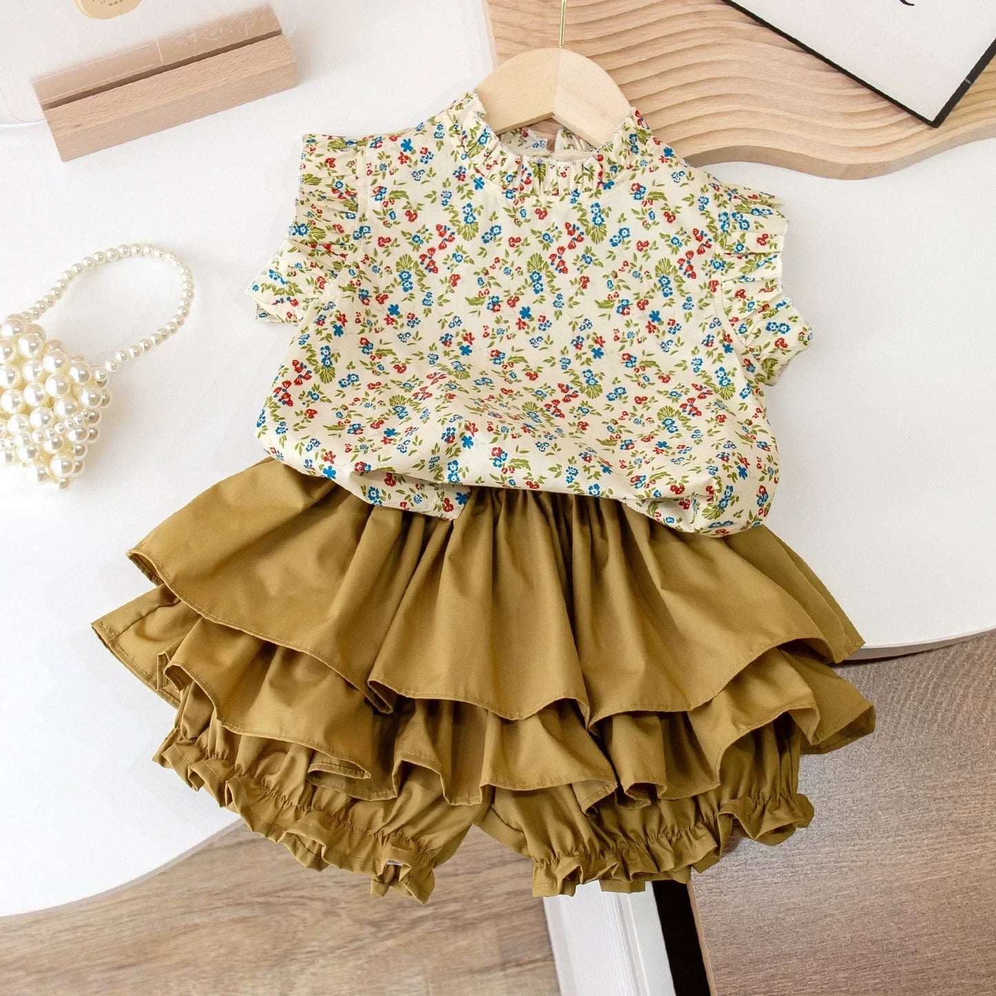 New Girls' Suit Summer Children's Dress Baby Girl Fashionable Children's Top+Skirt Two-Piece Set