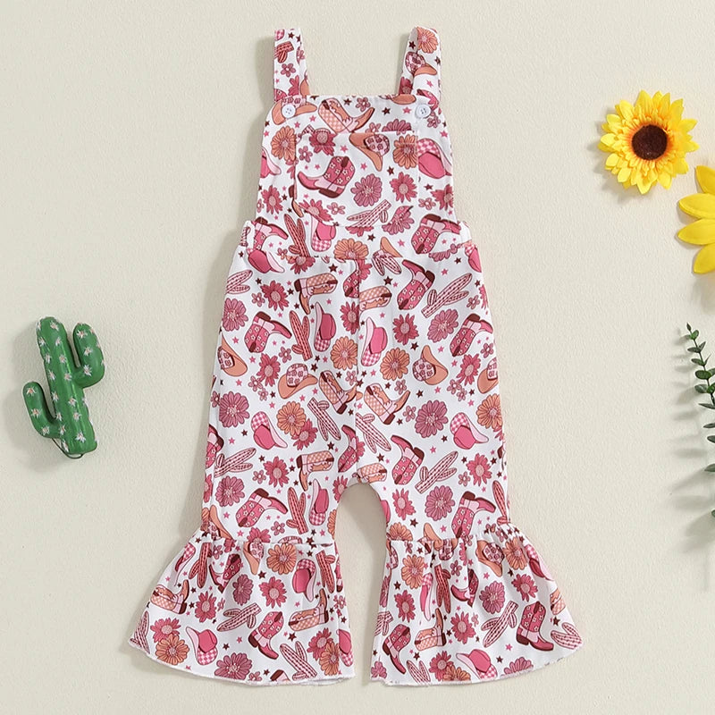 Toddler Girl Denim Overalls with Adjustable Straps and Embroidered Flower Detail Sleeveless Jumpsuit with Front Pocket