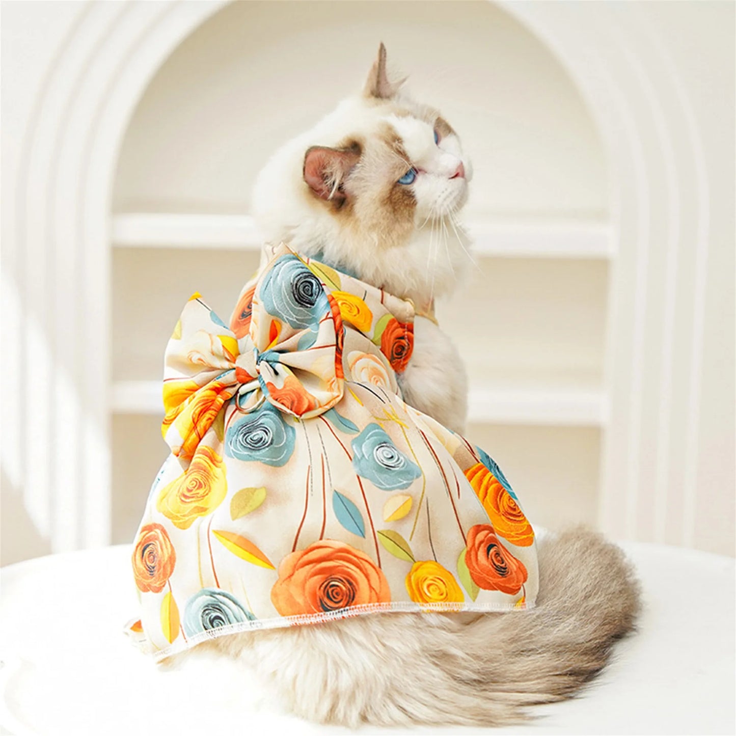 Cute Dog Floral Dress Adorable Pet Puppy Skirt for Small to Medium Sized Female Dogs Perfect for Photoshoots and Outings