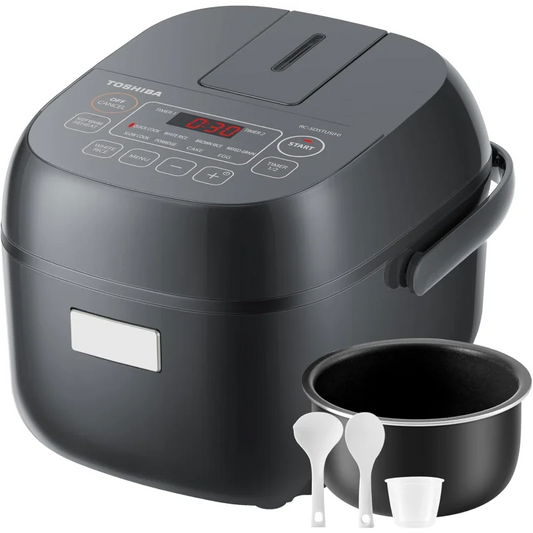 Rice Cooker Small 3-Cup Uncooked– LCD Display with 8 Cooking Functions: Rice, Oatmeal, Mixed Grains and More