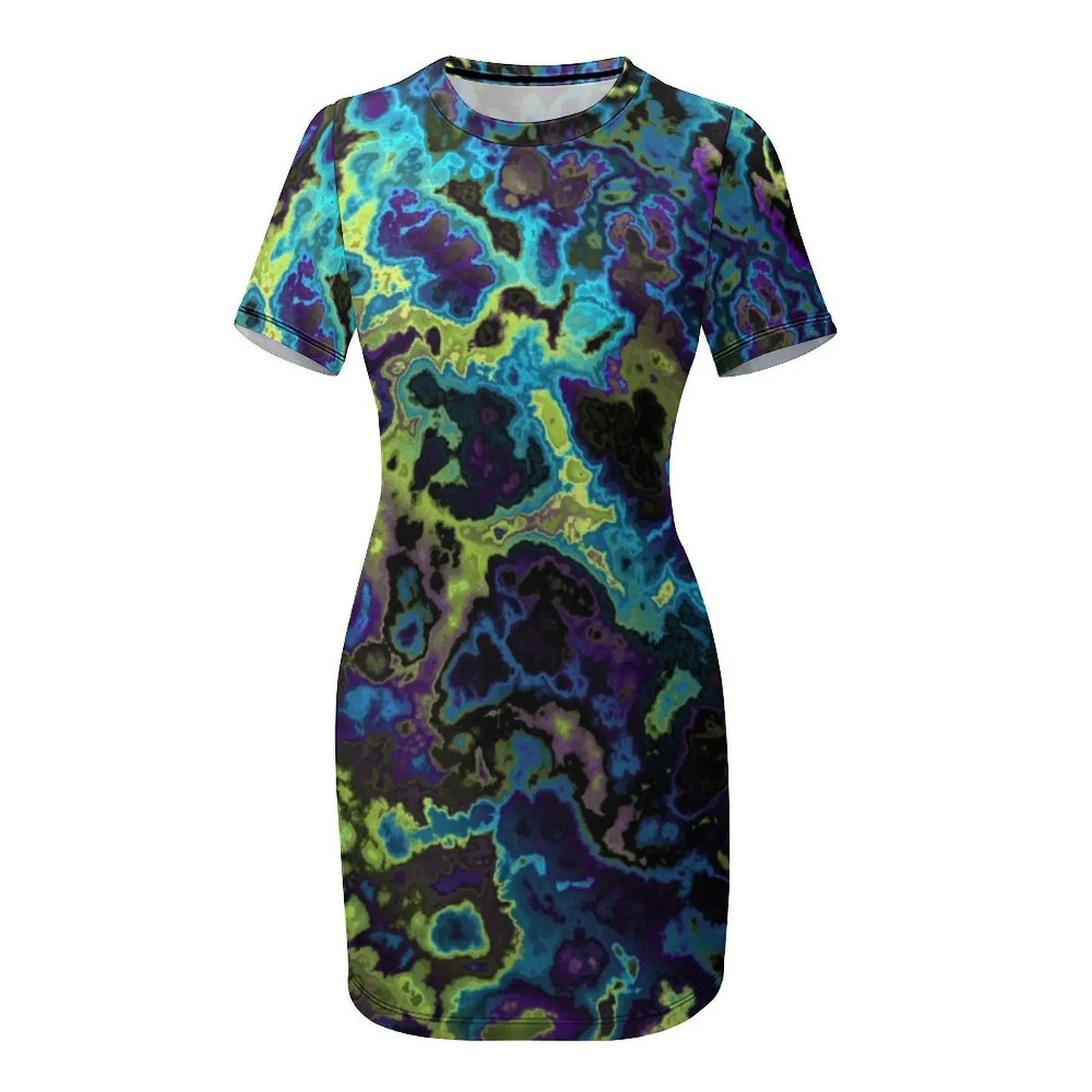 green turquoise and blue abstract Short-Sleeved Dress elegant evening dresses for women 2025 summer dress women 2025 Dress