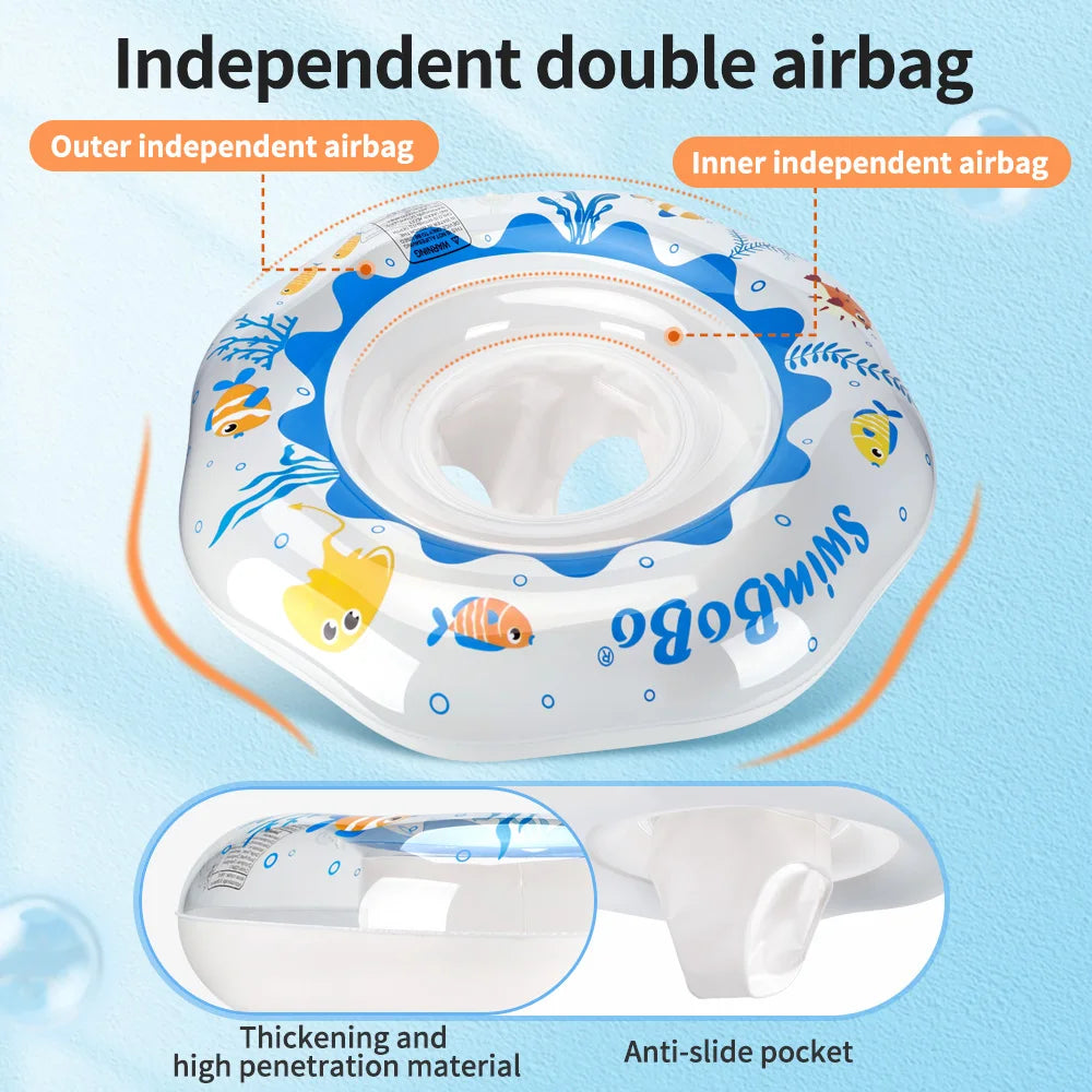 Swimbobo Cool Inflatable Swimming Seat Ring Water Toy Kids PVC White Chid Floats  For Summer Portable Blue Ocean Baby Float Ring