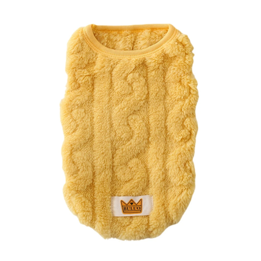 Solid Cute Wavy Double-sided Puppy Kitten Warm Coat Sweater Autumn Winter Fleece Pullover Pet Clothes for Small Medium Dogs Cats