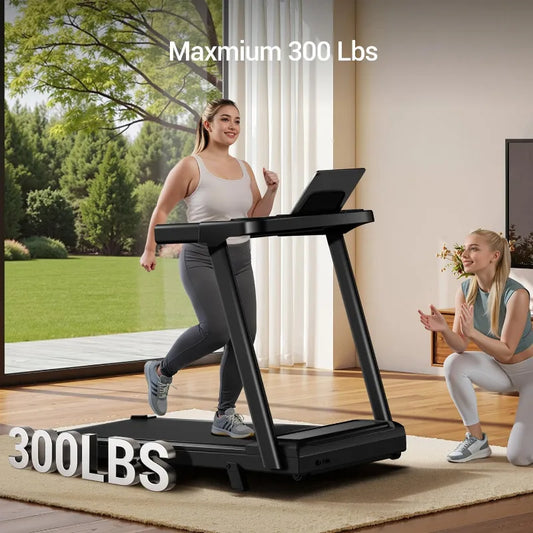 Portable Treadmills for Home with Handle, Foldable Treadmills with 300 Lbs Weight Capacity, 3.0HP Quiet Walking Pad Treadmill