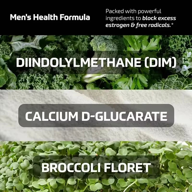 DIM 300mg Men, Estrogen Blockers and Aromatase Inhibitors | Men's Hormone Balance and Fitness Booster Supplement 60 Capsules