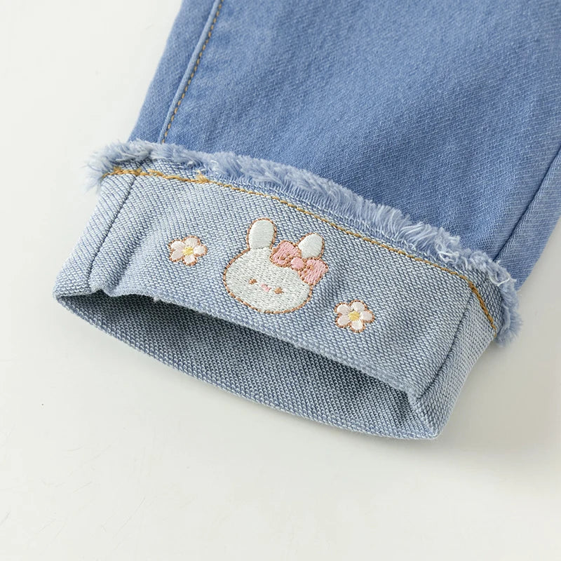 Dave Bella Girls' Long Jeans Casual Spring Autumn Trousers Children Sweet Embroidery Pants Casual Outdoor Jeans DB3242292