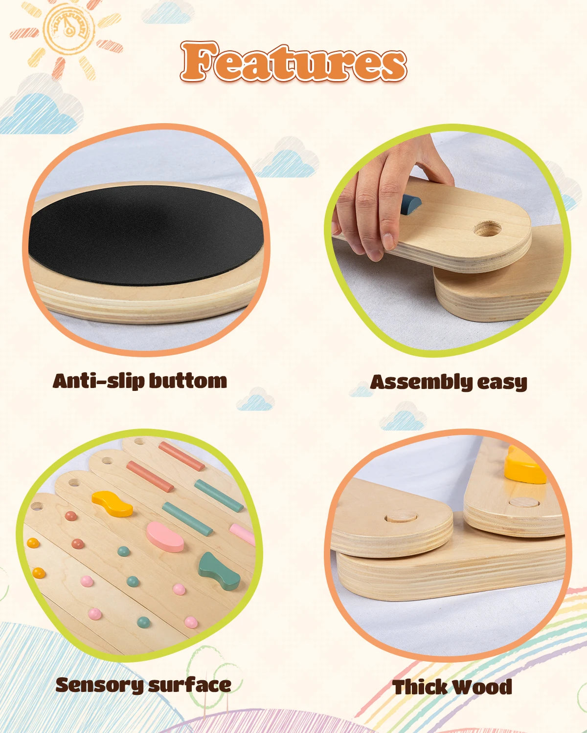 Toddler Balance Beam for Kids 3-5, Wooden Kids Balance Beam Stepping Stones, Balance Beam Toddler Obstacle Course for Kids 1-3