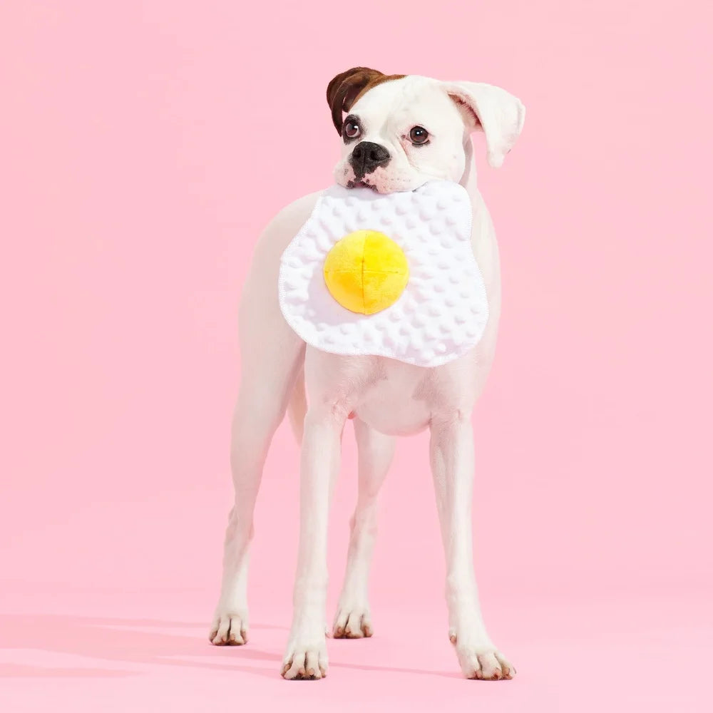 Puppy Side Up Egg Dog Toy Squeaky Spiky Ball Hidden Crinkle Fun Fetch Chewable Small Medium Dogs 9-50 lbs