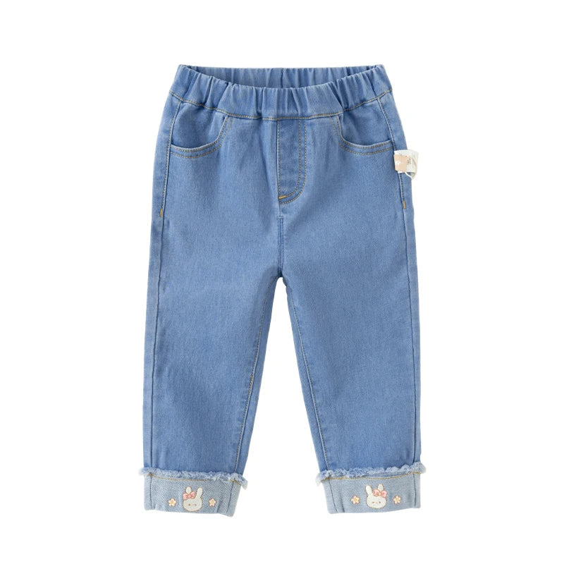 Dave Bella Girls' Long Jeans Casual Spring Autumn Trousers Children Sweet Embroidery Pants Casual Outdoor Jeans DB3242292