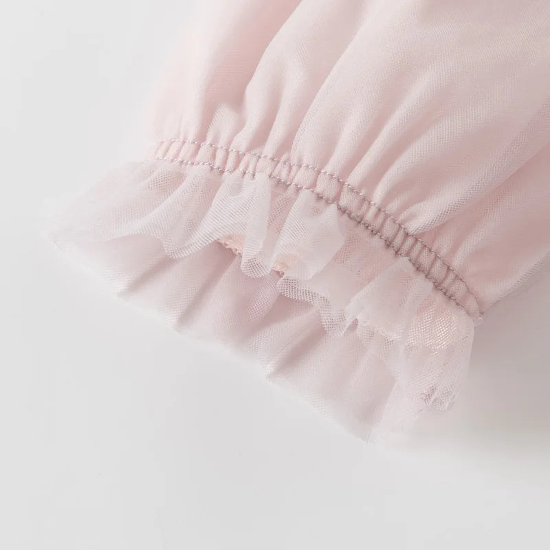 Dave Bella Spring Girl's Dress Cute Mesh Embroidery 2025 New Charm Gentle Cute Children's Princess Dress Party Outdoor DB1250678