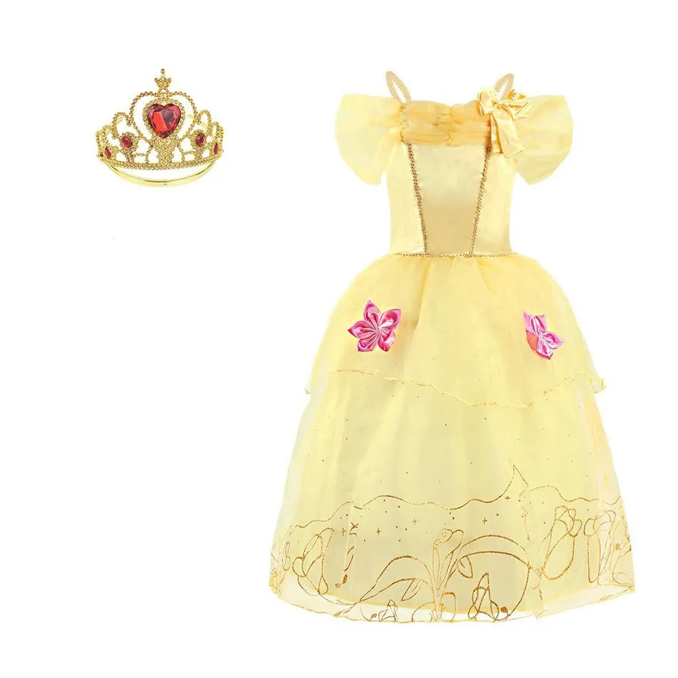 Rapunzel Dress for Girls Cinderella Belle Dress Up Fantasy Children Birthday Party Princess Costume Kids Halloween Clothes