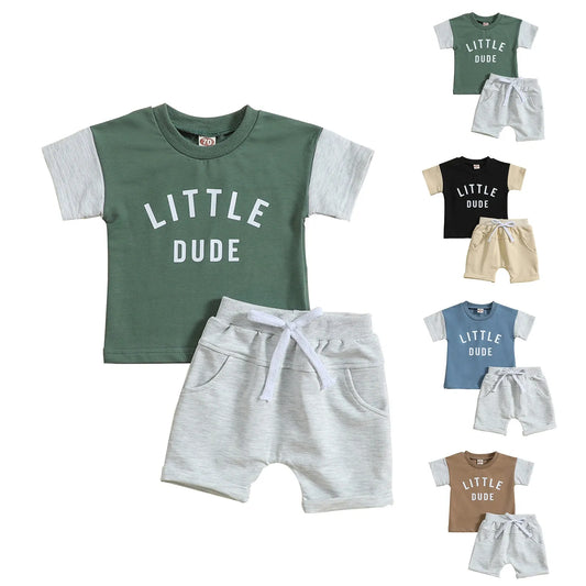 Children's Clothing Set for Baby Boy Girl Summer Letter Polo T-Shirt Shorts 2-Piece Suit Cute Infant Outfit