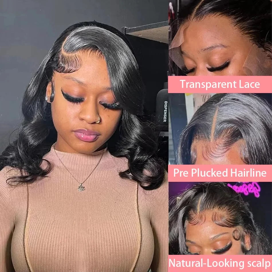 Short Bob Wig Human Hair 180% Density Body Wave Brazilia Virgin Hair 5x4 Hd Full Lace Frontal Wig Lace Frontal Wigs For Women