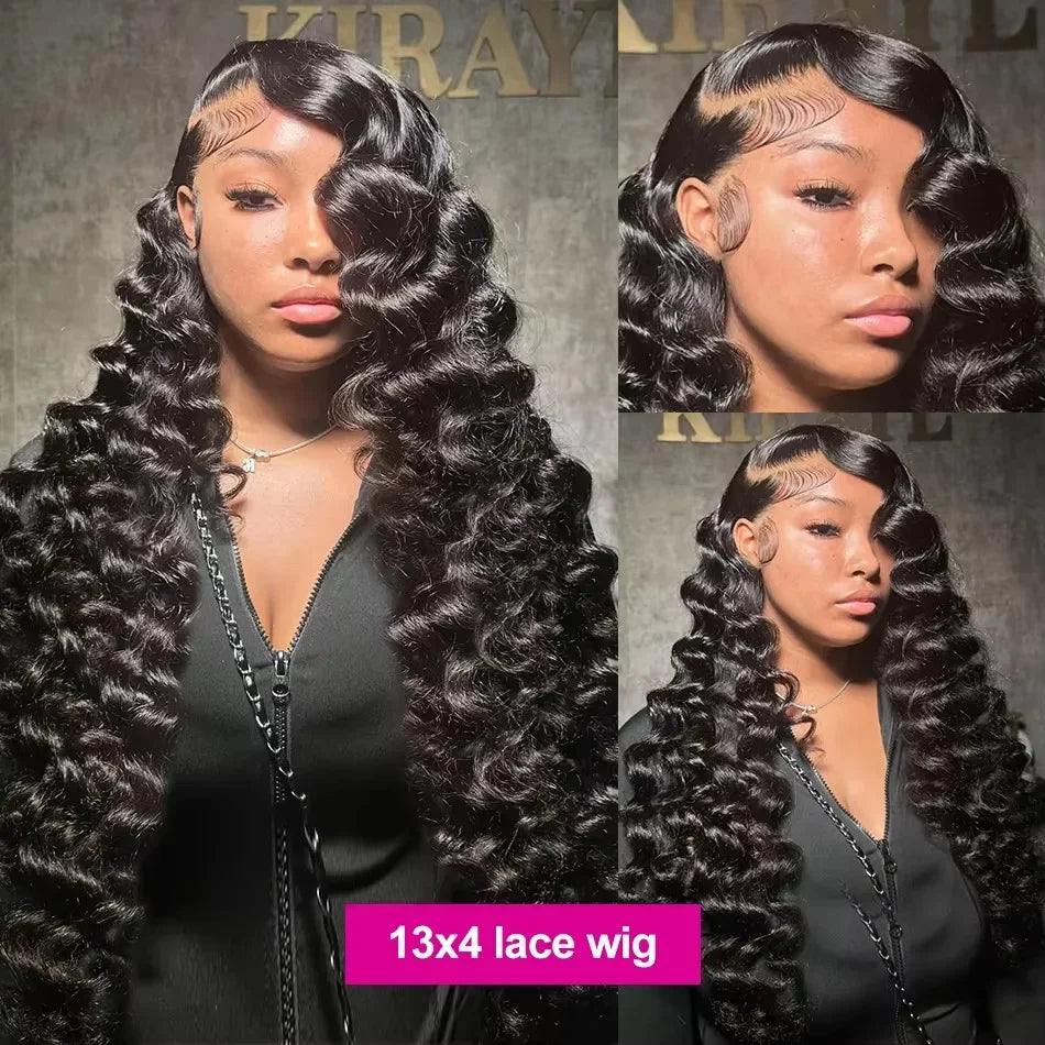250% 30 40Inch Human Hair 13x6 HD Lace Frontal Wig Brazilian Loose Deep Wave Curly Human Hair 360 Full Lace Front Wig Preplucked
