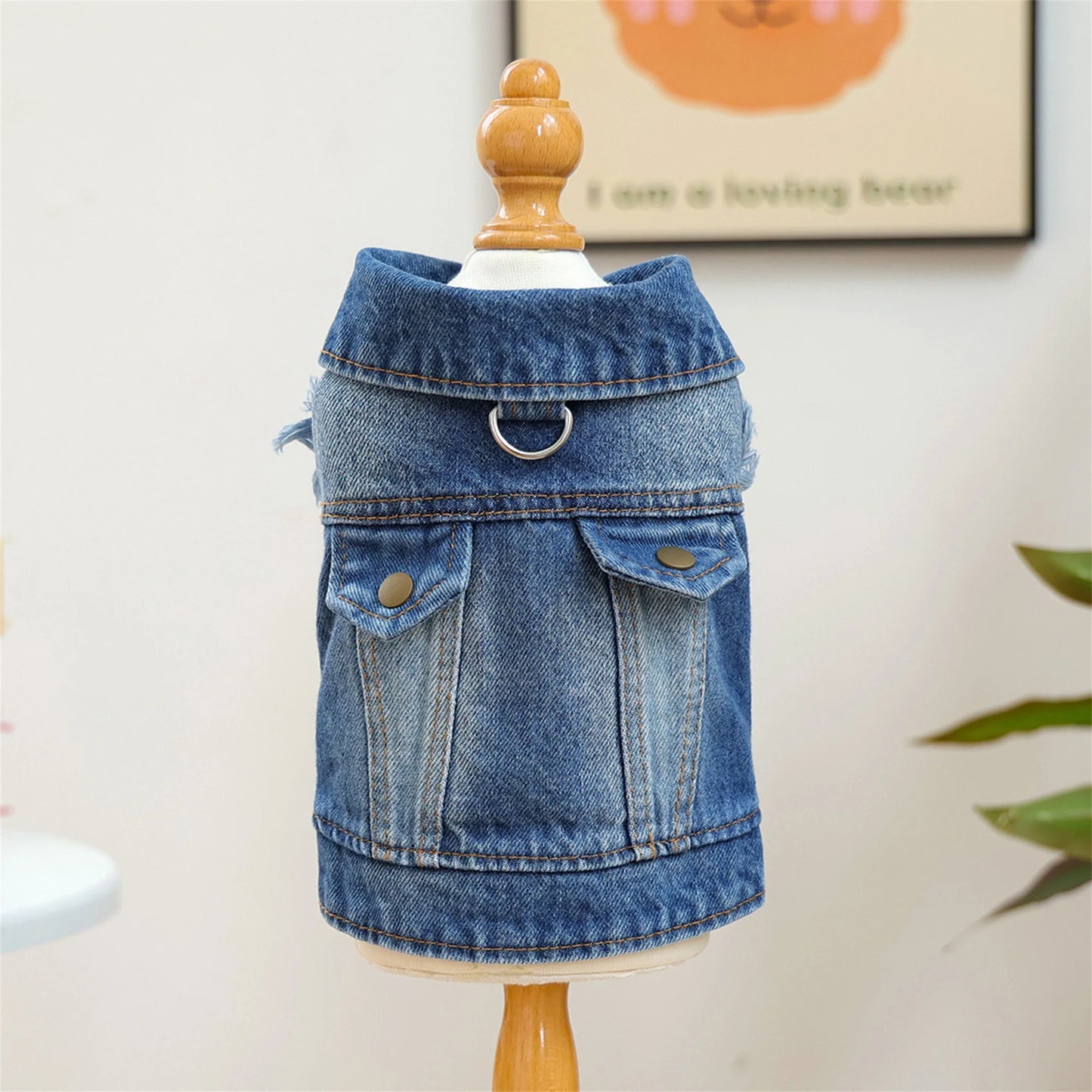 Blue Retro Dog Jeans Jacket Trendy Button Denim Coat for Small Medium Girl Boy Dogs