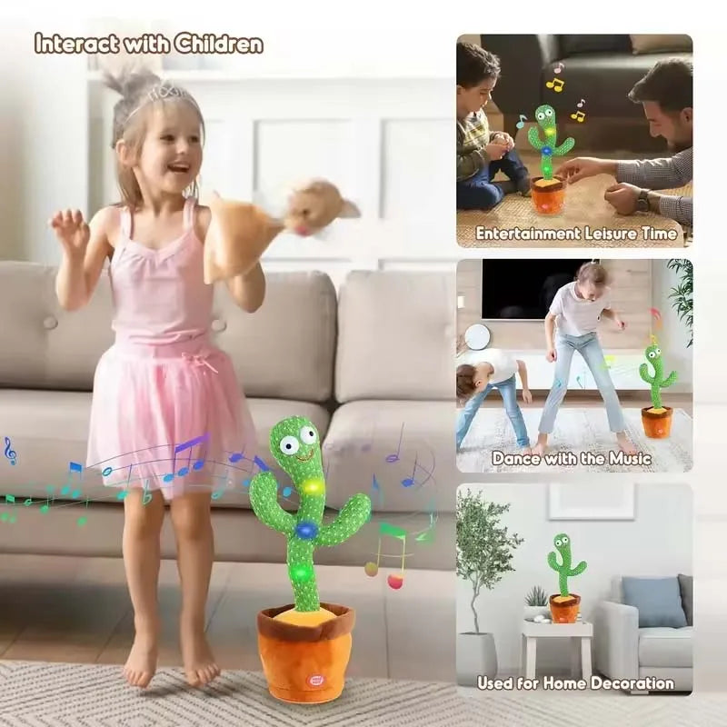 Dancing Talking Cactus Toy Kid Singing Mimicking Repeating Cactus Toy Baby Toddler Boy Girl Gift Recording Voice Interactive Fun