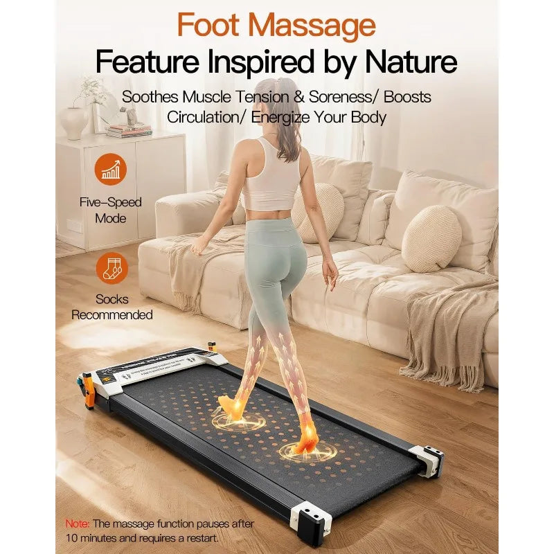 FUNRAY Versatile Walking Pad Treadmill with Incline - Dual-Sided Under Desk Treadmill with Foot Massage,2 in 1 Walking Machine