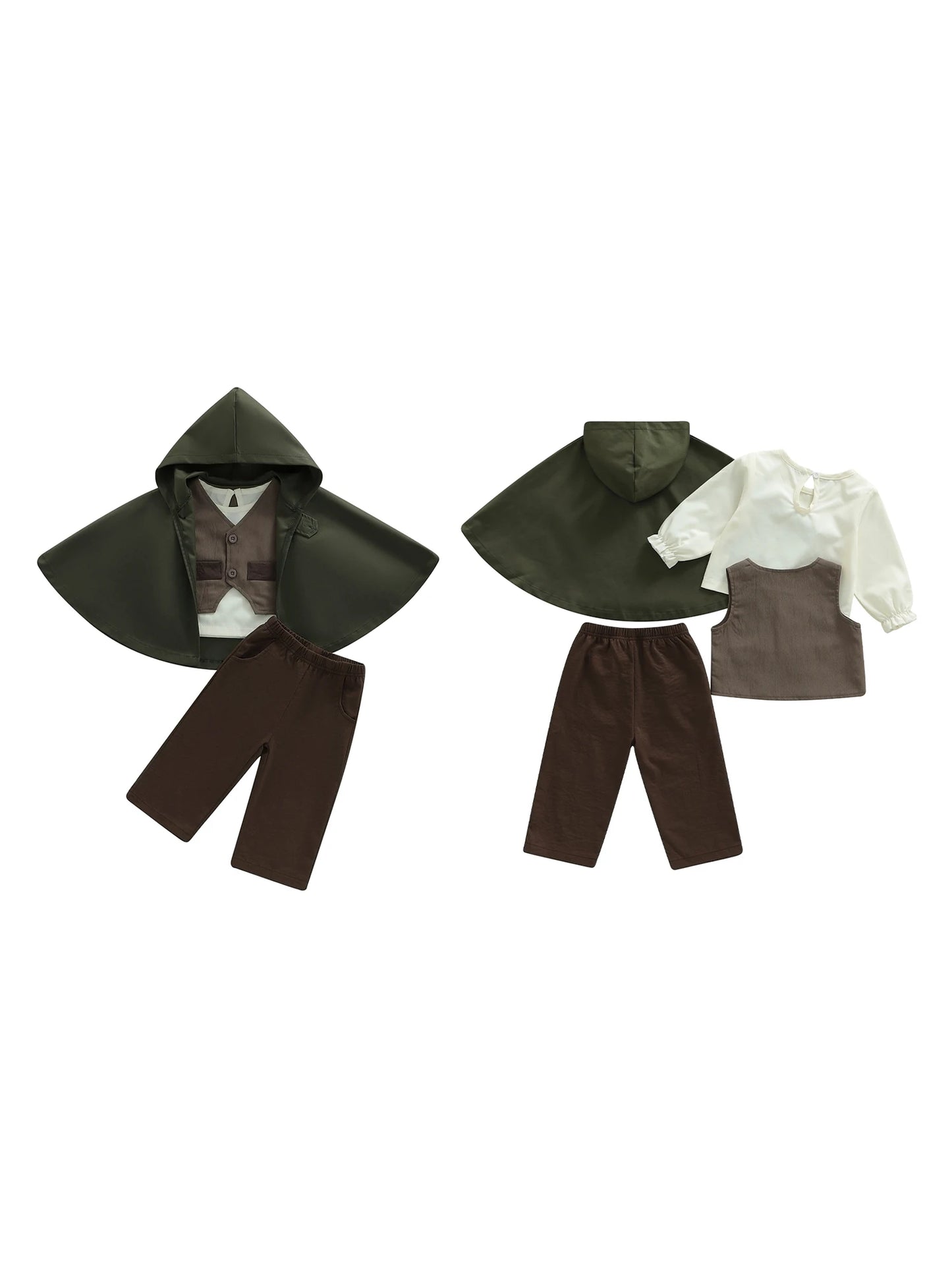 Baby Boy Autumn Clothes Solid Color Shirt Pants Vest Cape 4 Piece Gentleman Outfit Set for Toddlers