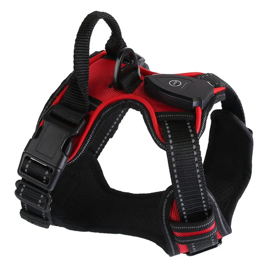For Light Up Dog Harness Rechargeable LED Dog Harness No Pull Lighted Dog Vest with Handle for Small/Medium/Large Dogs