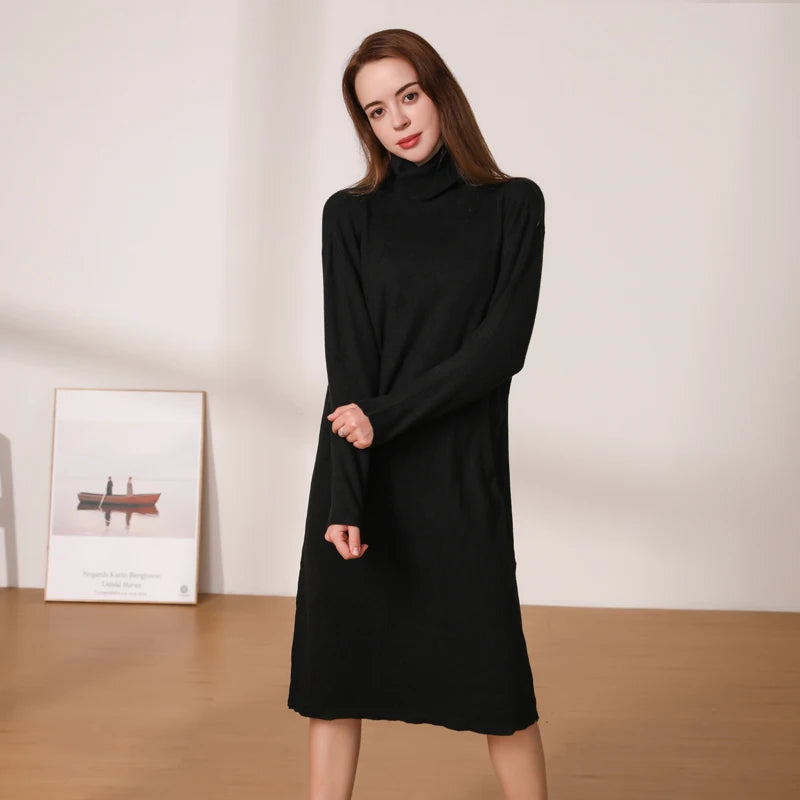 Knitted Women's Winter Dress 2025 Dresses Ladies Sweater Korean Fashion Clothing Robe Clothes Elegant Black Tight Woman Casual
