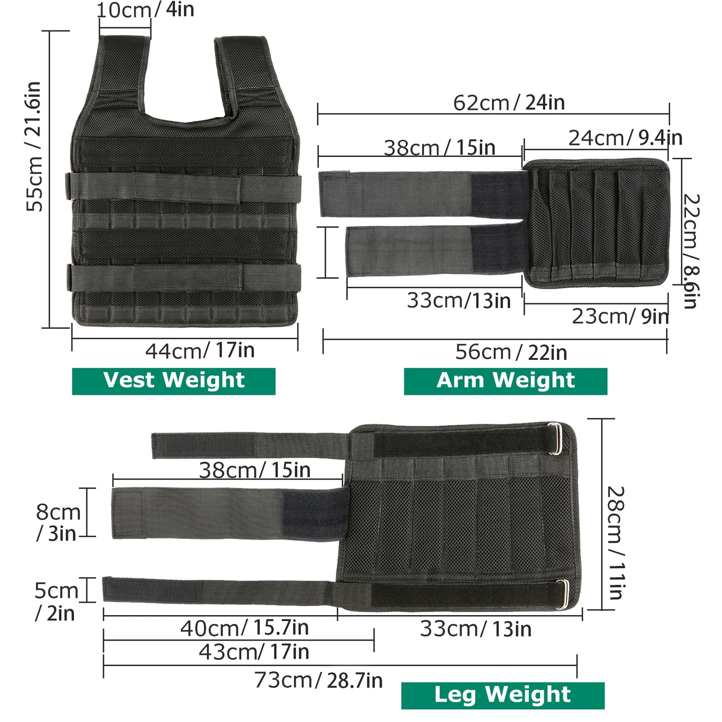 Max Loading 15kg/35kg Adjustable Vest Weight Exercise Weight Loading Cloth Strength Training with 6kg Leg Weight 5kg Arm Weight