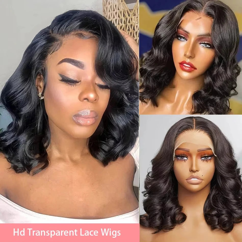 Short Bob Wig Human Hair 180% Density Body Wave Brazilia Virgin Hair 5x4 Hd Full Lace Frontal Wig Lace Frontal Wigs For Women