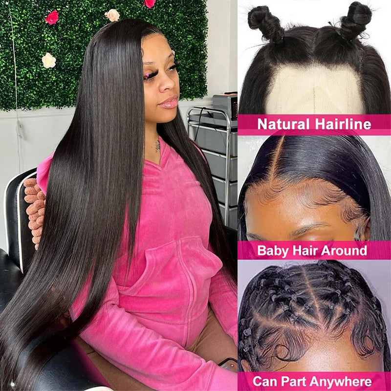 250 Density Bone Straight 13x6 Hd Lace Frontal Wig 30 40 Inch 13x4 Lace Front Human Hair Wigs For Women Pre Plucked