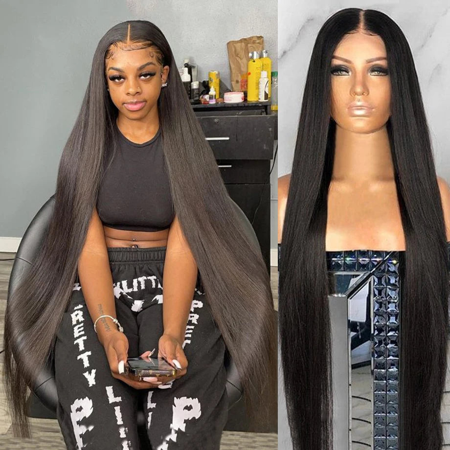 250 Density Bone Straight 13x6 Hd Lace Frontal Wig 30 40 Inch 13x4 Lace Front Human Hair Wigs For Women Pre Plucked
