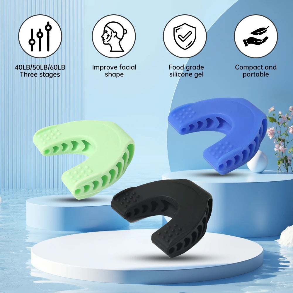 3pcs/set Jaw Exerciser Food Grade Silicone Jaw Line Shaping Tool 40LB 50LB 60LB Three Stages Jaw Trainer