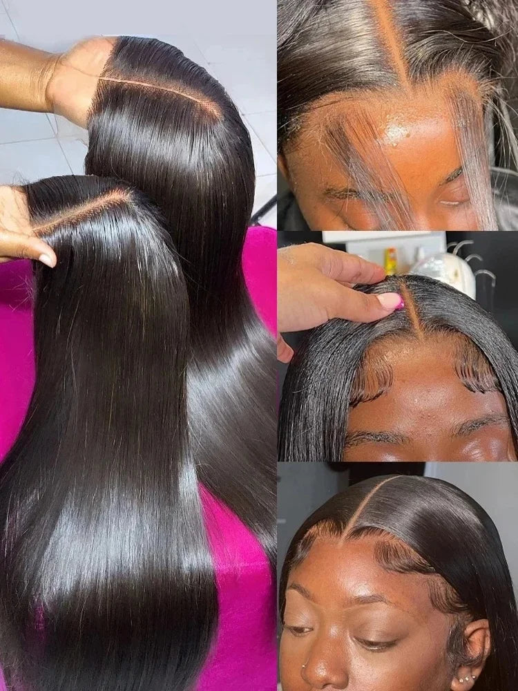 13x4 13x6 Hd Bone Straight Transparent Lace Front Wig Human Hair 40 Inch Pre Plucked Lace Front Wigs 200 Density 100% Human Hair