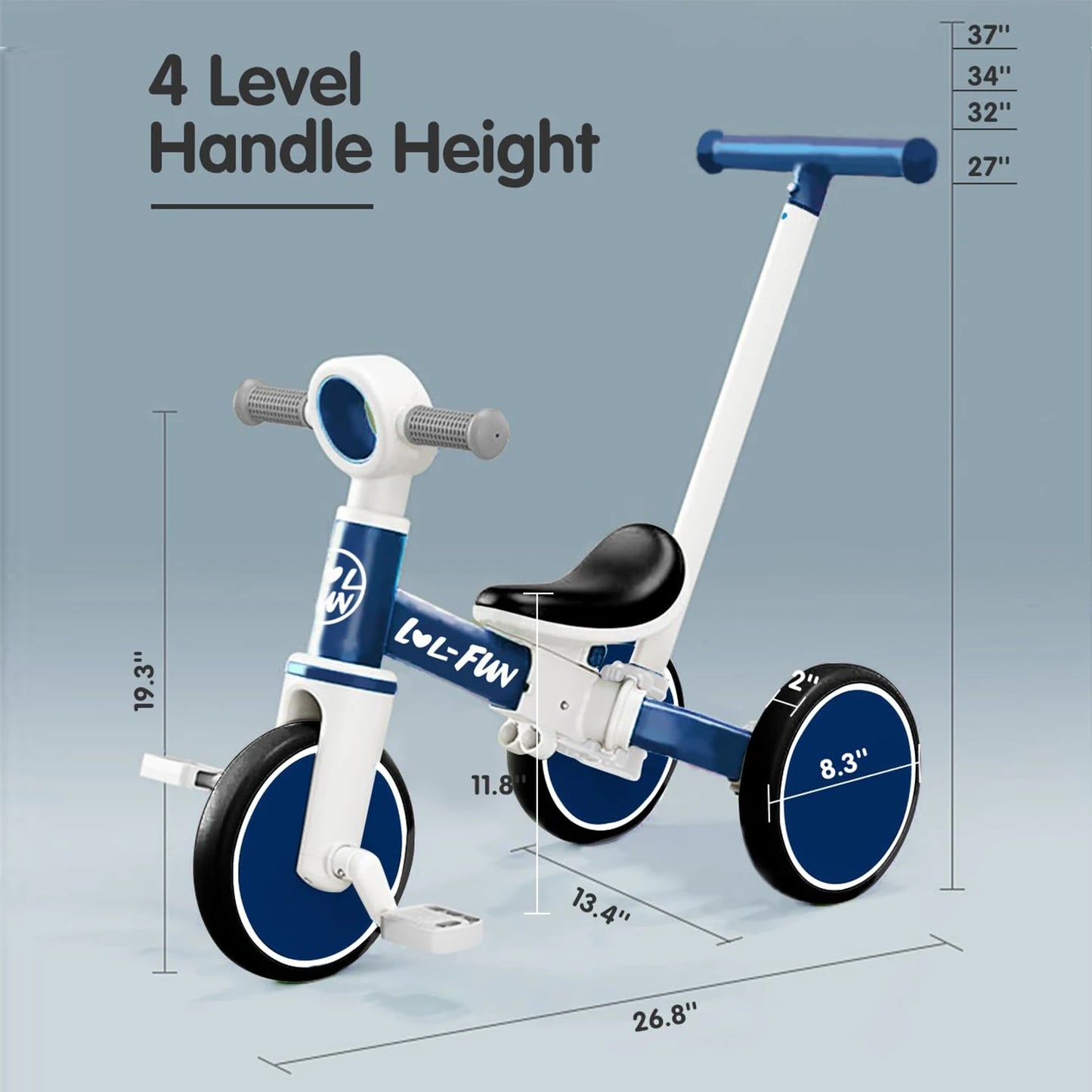 5 in 1 Toddler Tricycles for 1-3 Year Olds Boy Girl Toy, Baby Balance Bike 1 Year Old Kids Gift with Parent Steering Push Handle