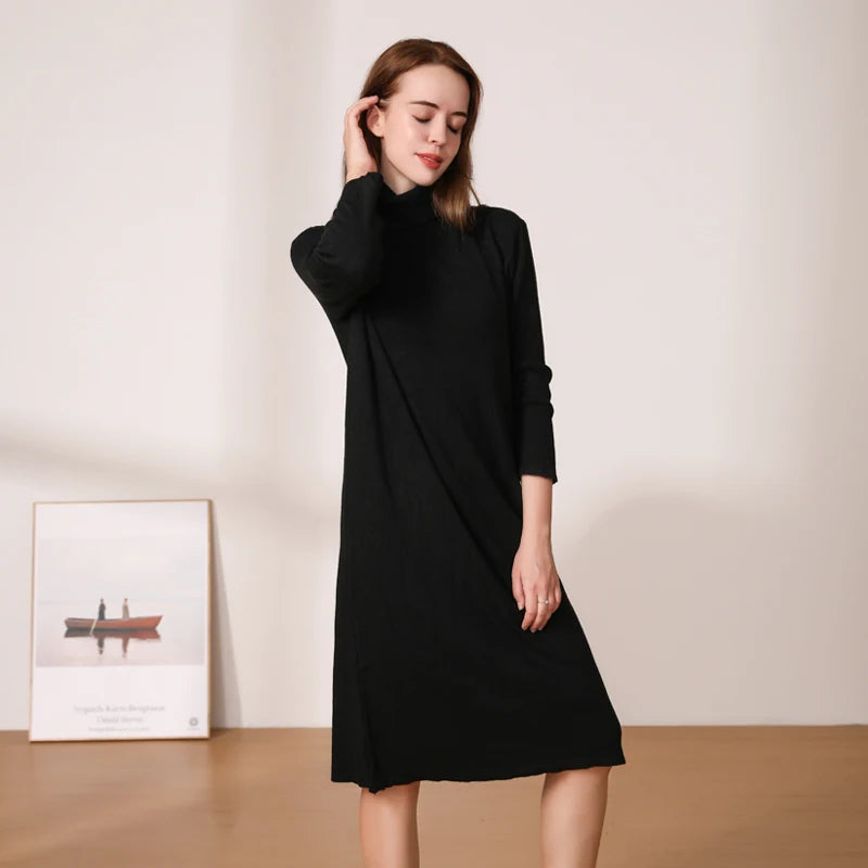 Knitted Women's Winter Dress 2025 Dresses Ladies Sweater Korean Fashion Clothing Robe Clothes Elegant Black Tight Woman Casual